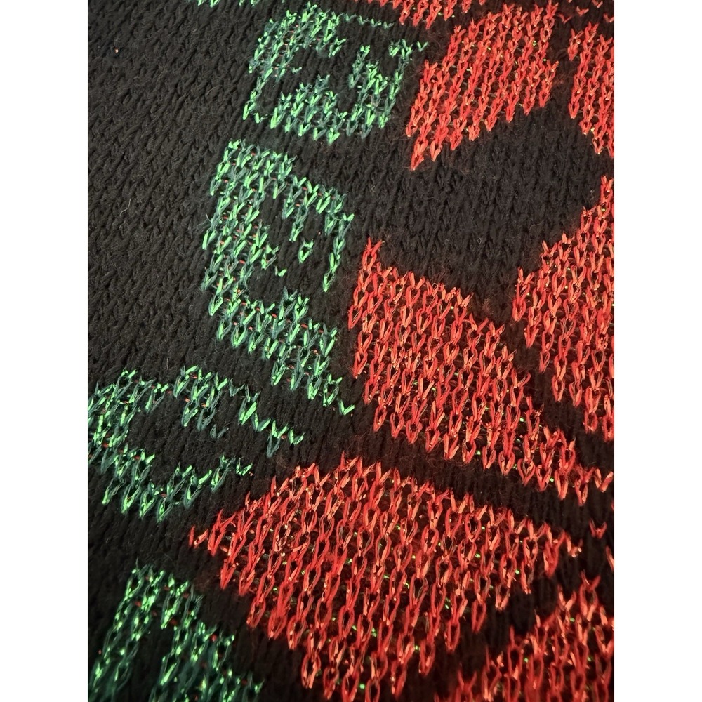 VTG Holiday Time Black Poinsettia Metallic Christmas Sweater Womens Size M - Picture 9 of 9